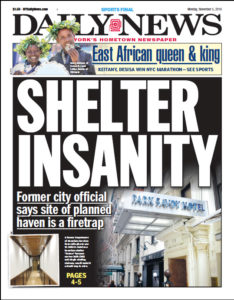 ny daily news cover shelter insanity